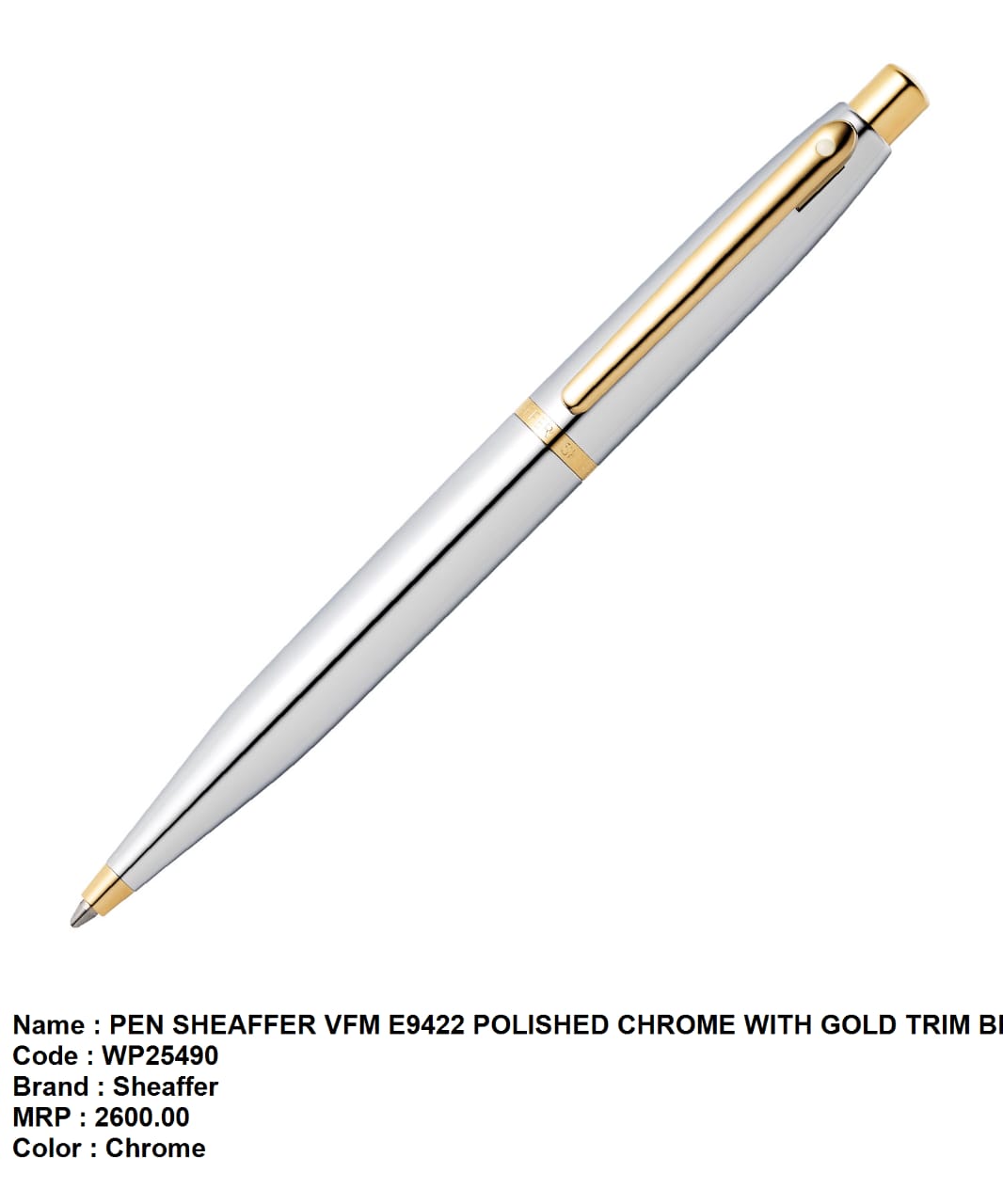 Pen sheaffer vfm E9422 polished chrome with gold trim bp